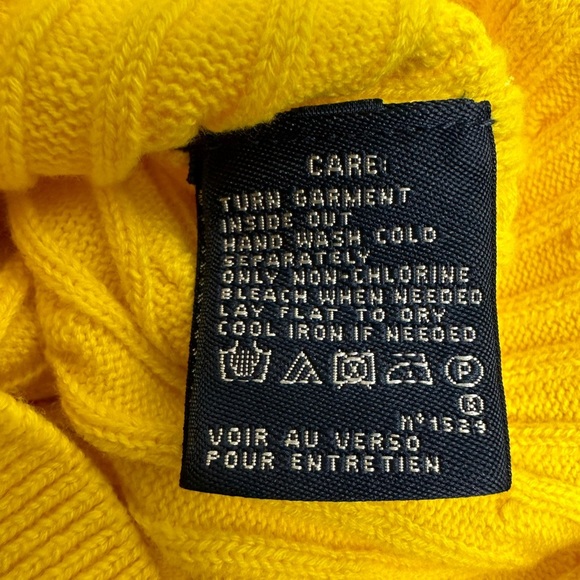 Ralph Lauren sport Yellow Cable Knit Cardigan Sweater size large NWT - Picture 6 of 8